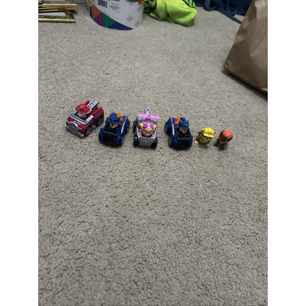 Paw Patrol Pup Squad Lot Of 6 Cars And Toys - Racer Vehicles